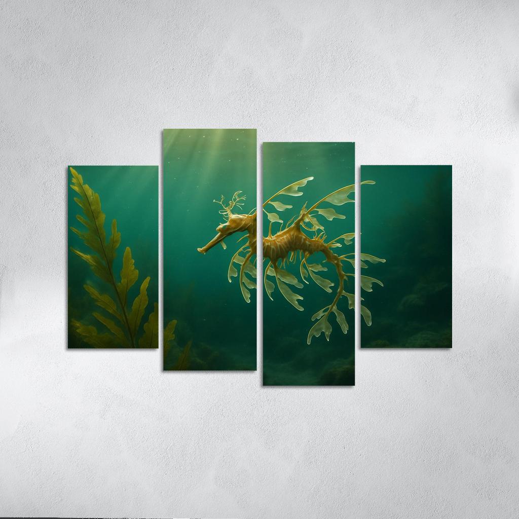 Leafy Seadragon Drifting Through A Kelp Forest multi-panel paintings