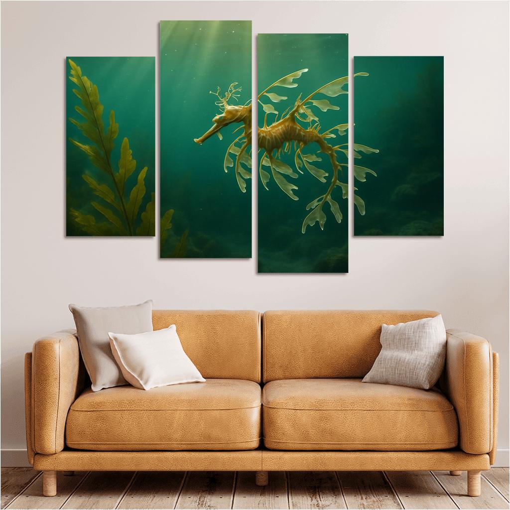 Leafy Seadragon Drifting Through A Kelp Forest multi-panel paintings
