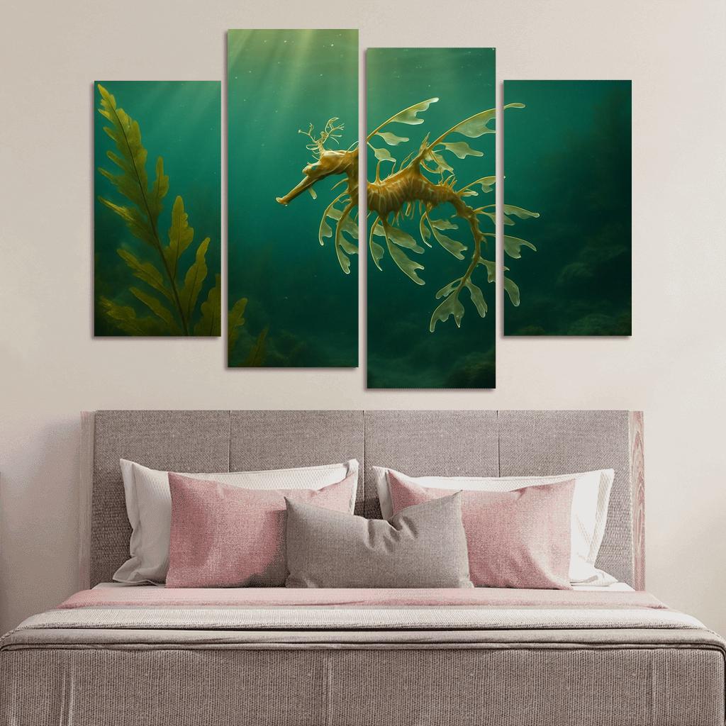 Leafy Seadragon Drifting Through A Kelp Forest multi-panel paintings