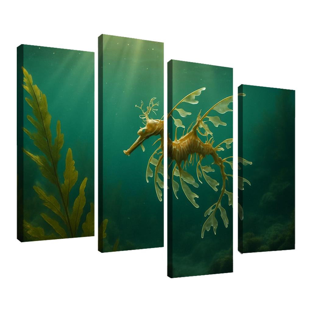 Leafy Seadragon Drifting Through A Kelp Forest multi-panel paintings