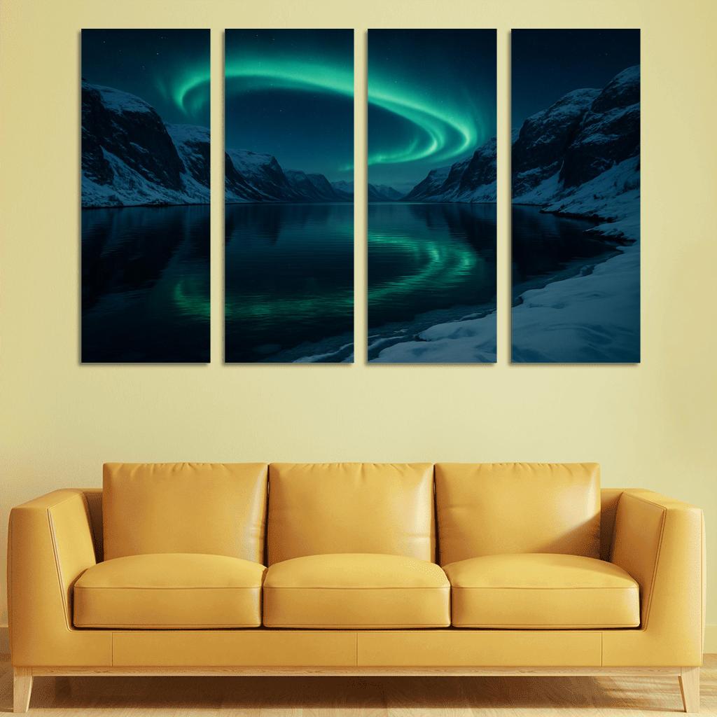 Aurora Reflections On Frosted Fjord Inlet art trends