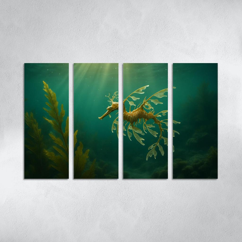 Leafy Seadragon Drifting Through A Kelp Forest multi-panel paintings