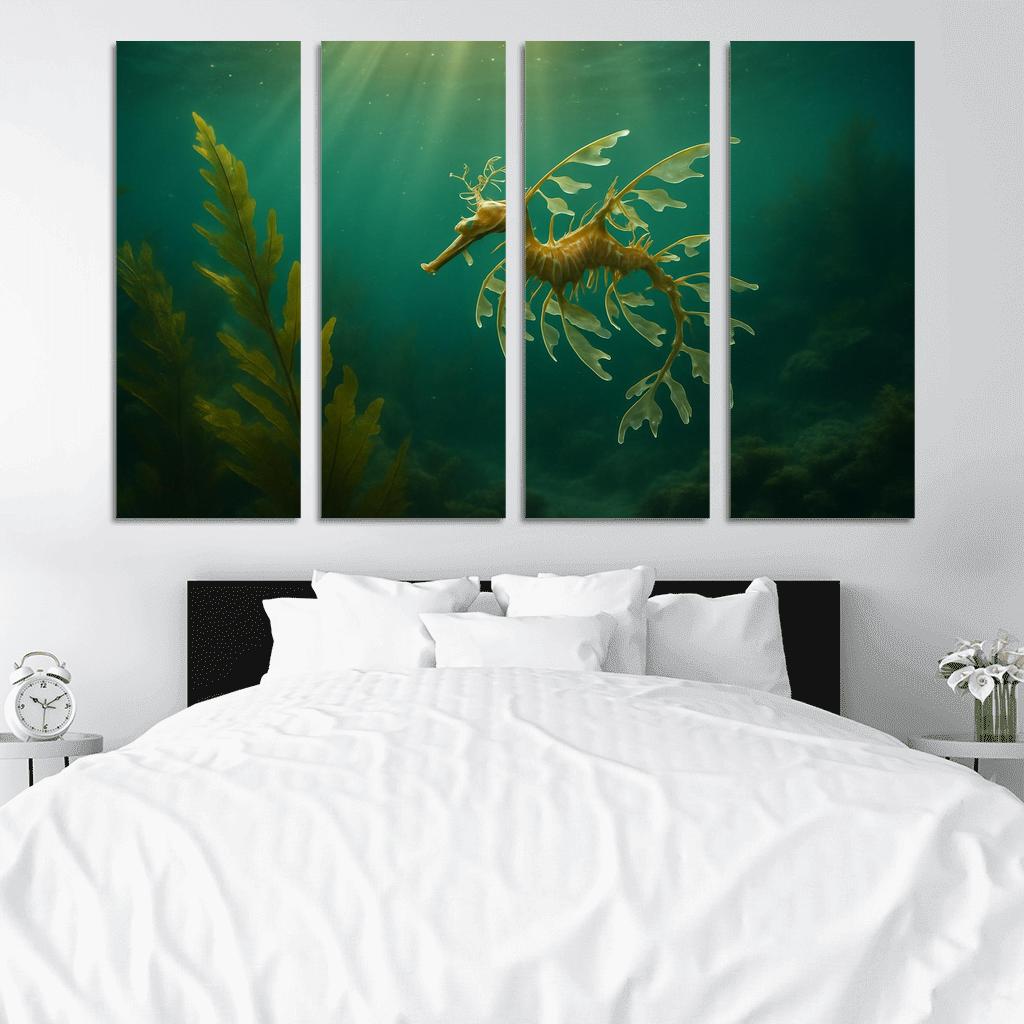 Leafy Seadragon Drifting Through A Kelp Forest multi-panel paintings