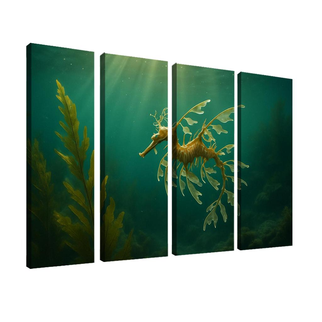 Leafy Seadragon Drifting Through A Kelp Forest multi-panel paintings