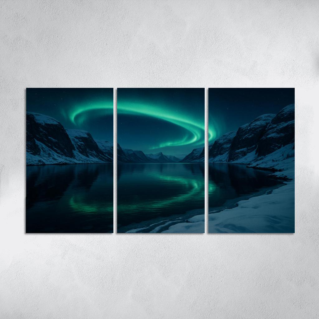 Aurora Reflections On Frosted Fjord Inlet art trends