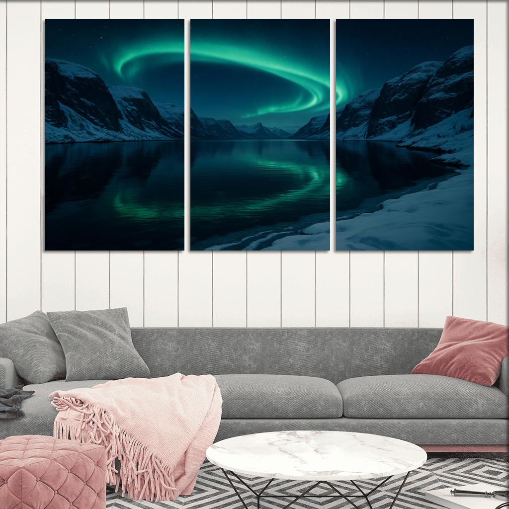 Aurora Reflections On Frosted Fjord Inlet art trends