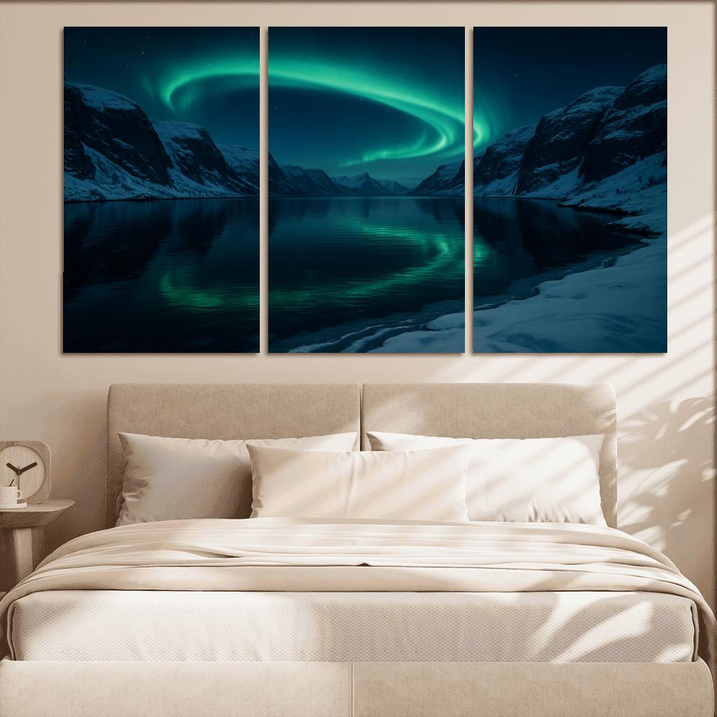 Aurora Reflections On Frosted Fjord Inlet art trends