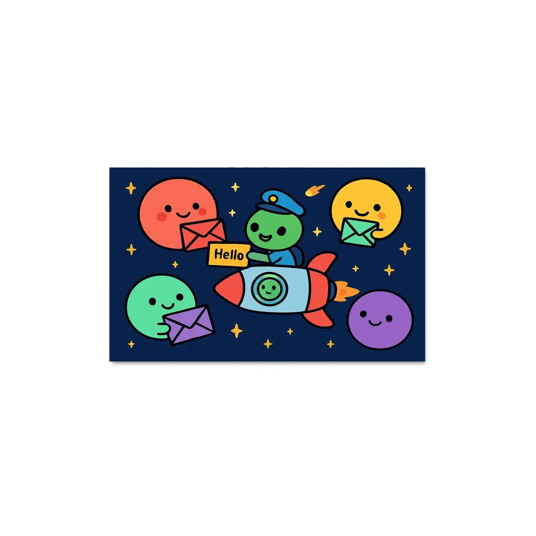 Planet Post Office Delivering Messages Across The Solar System premium artwork frames