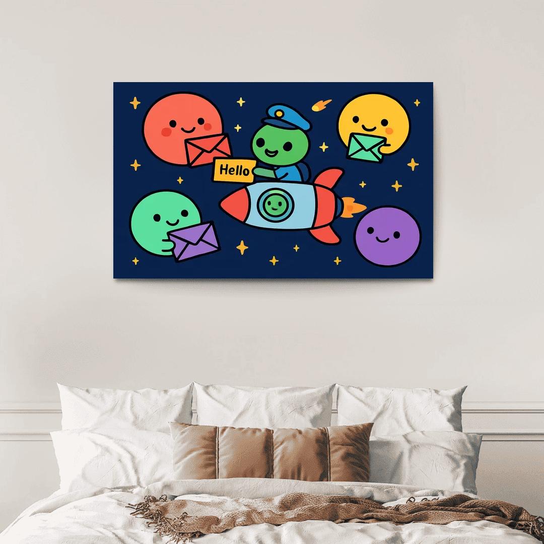 Planet Post Office Delivering Messages Across The Solar System premium artwork frames