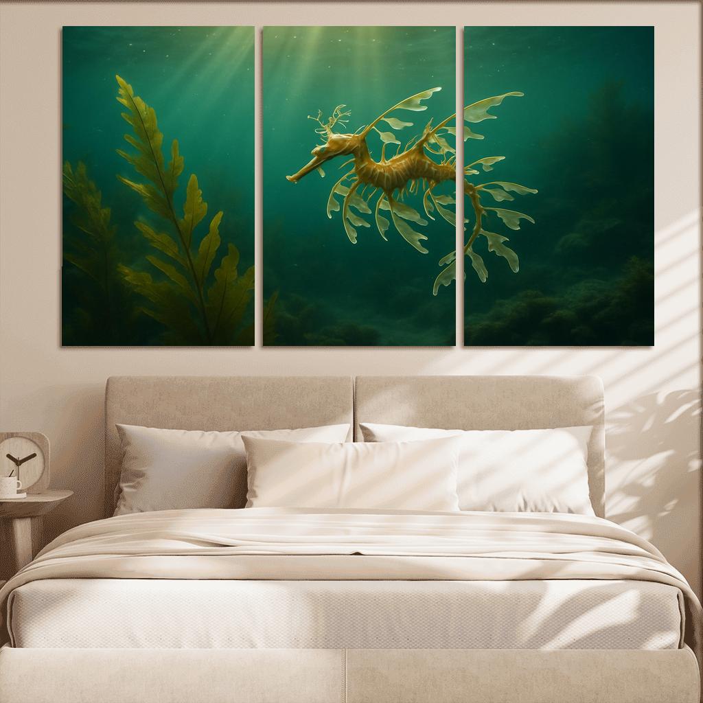 Leafy Seadragon Drifting Through A Kelp Forest multi-panel paintings