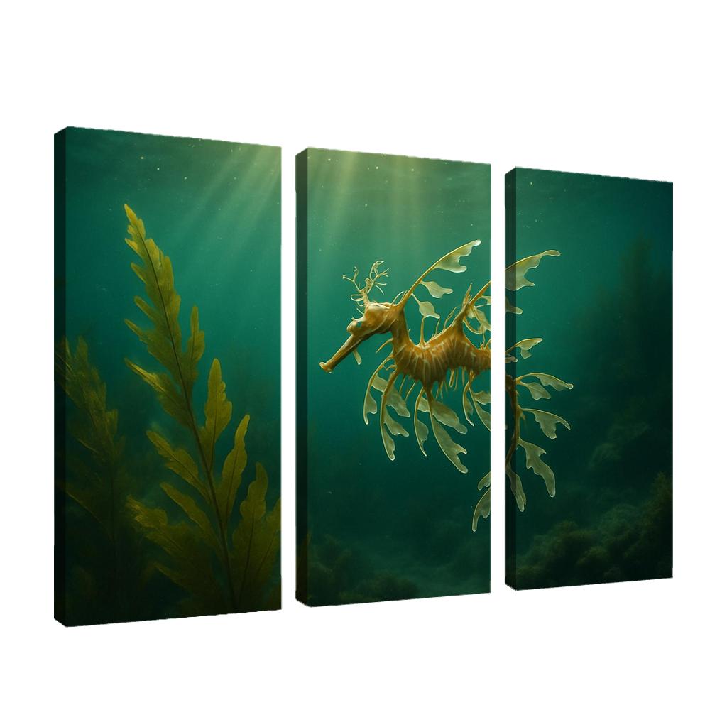 Leafy Seadragon Drifting Through A Kelp Forest multi-panel paintings