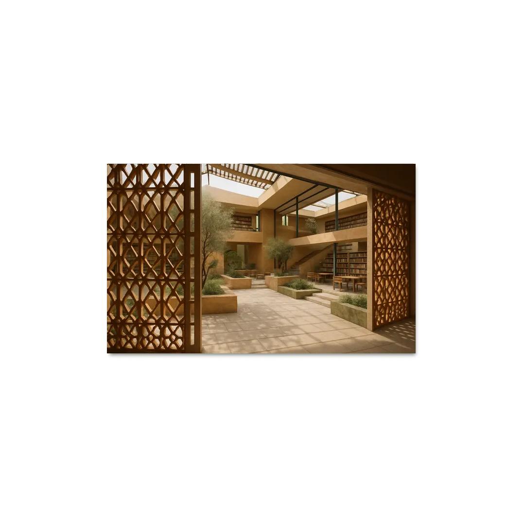 Ceramic Lattice Courtyard Library custom paintings frame