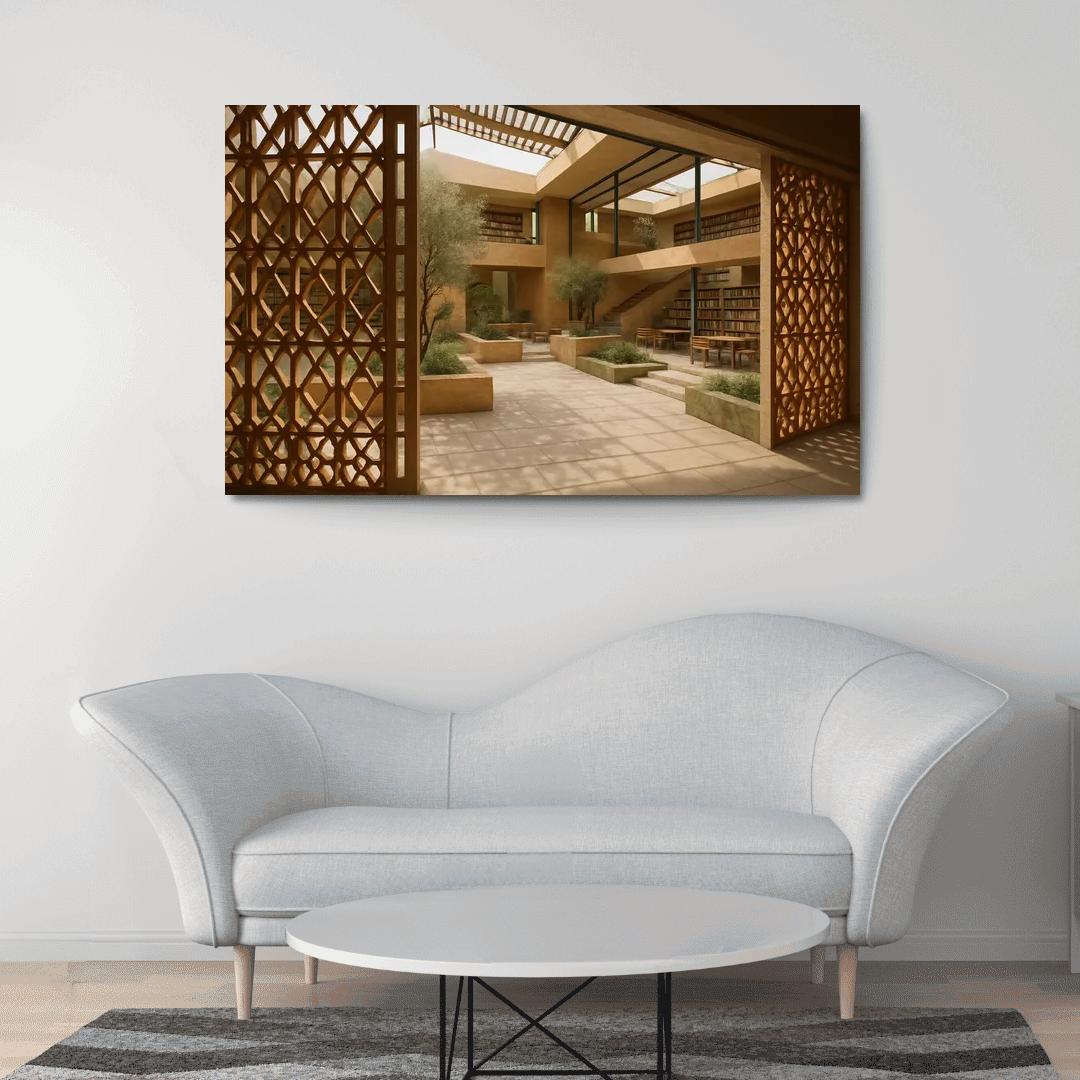 Ceramic Lattice Courtyard Library custom paintings frame