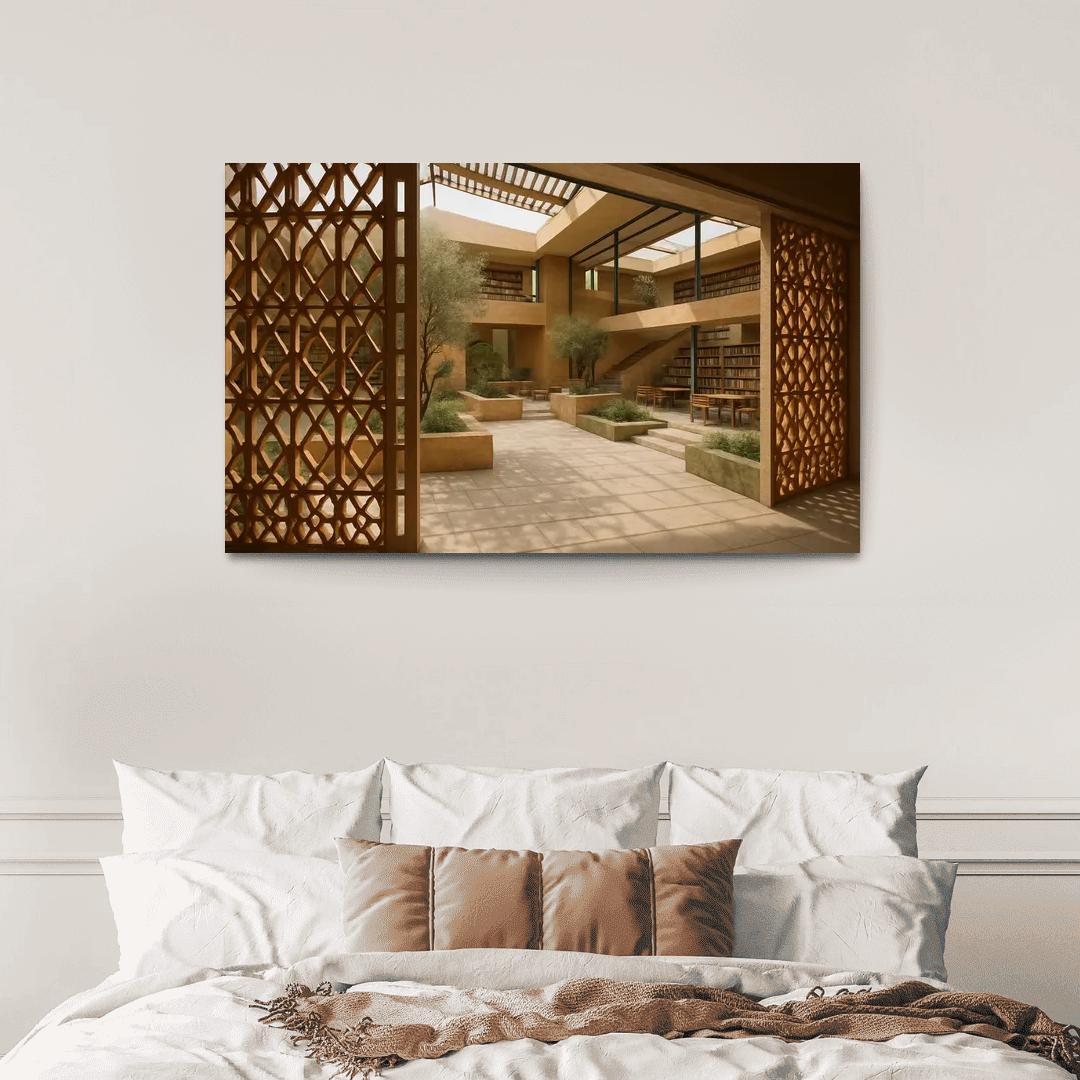 Ceramic Lattice Courtyard Library custom paintings frame