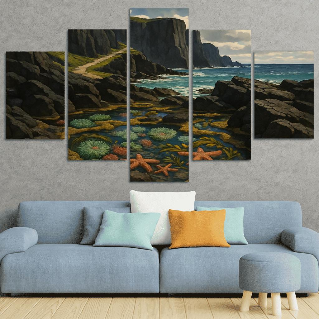 Basalt Cliff Tidepool Sanctuary abstract paintings frame