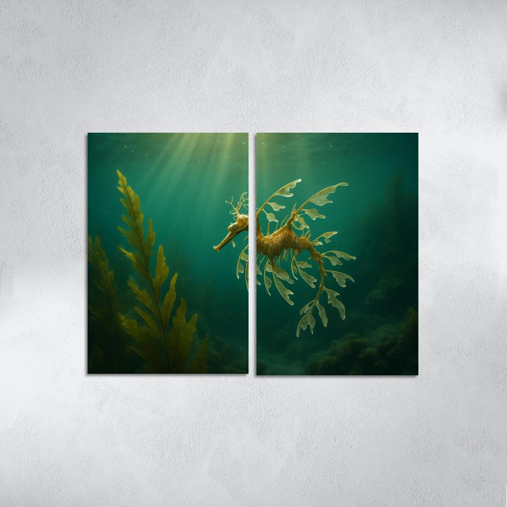 Leafy Seadragon Drifting Through A Kelp Forest multi-panel paintings