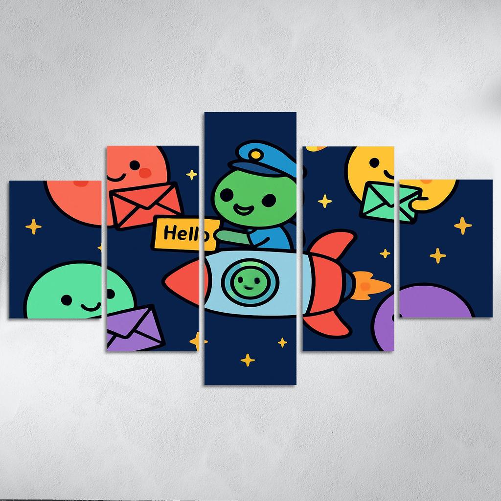 Planet Post Office Delivering Messages Across The Solar System premium artwork frames