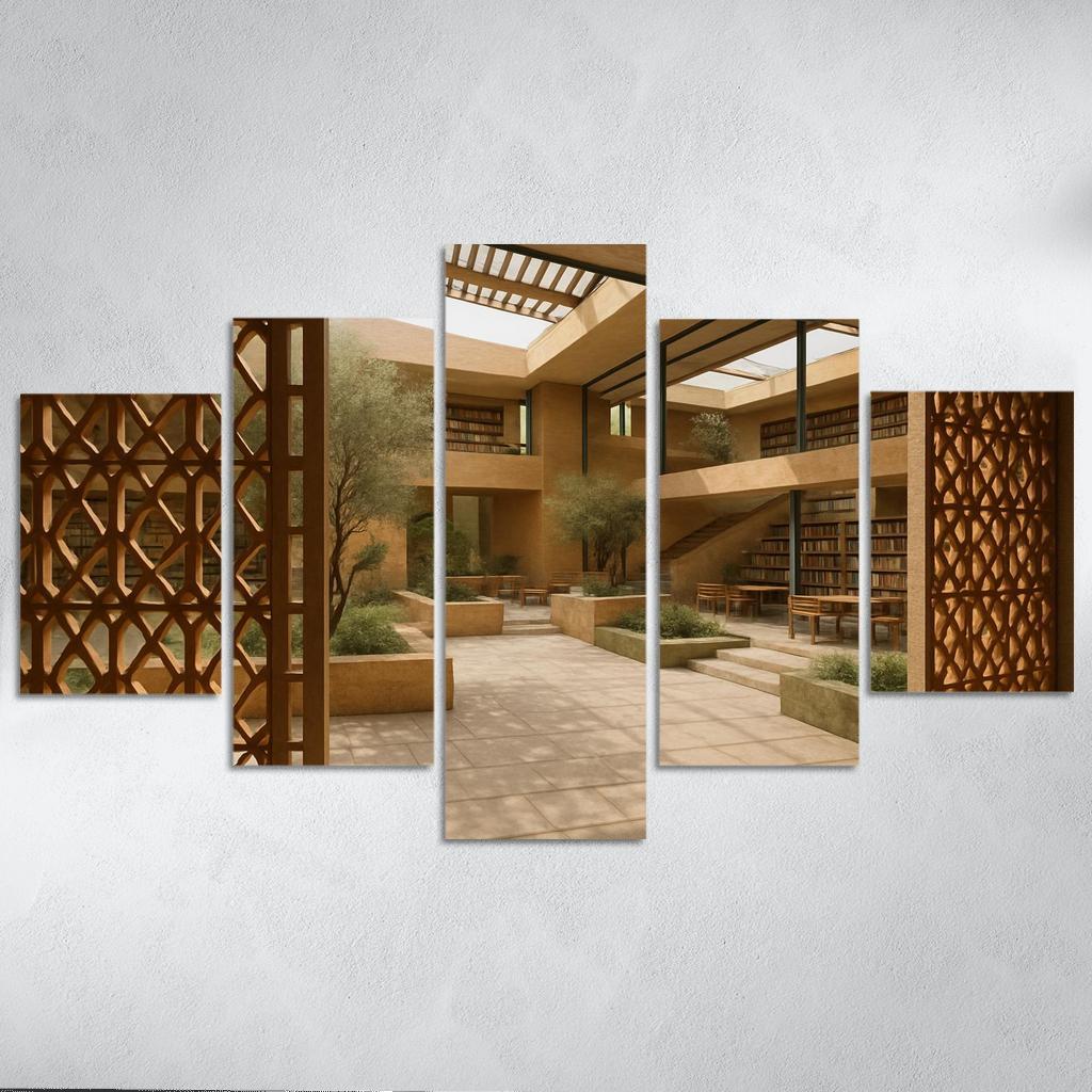 Ceramic Lattice Courtyard Library custom paintings frame
