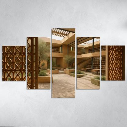 Ceramic Lattice Courtyard Library custom paintings frame