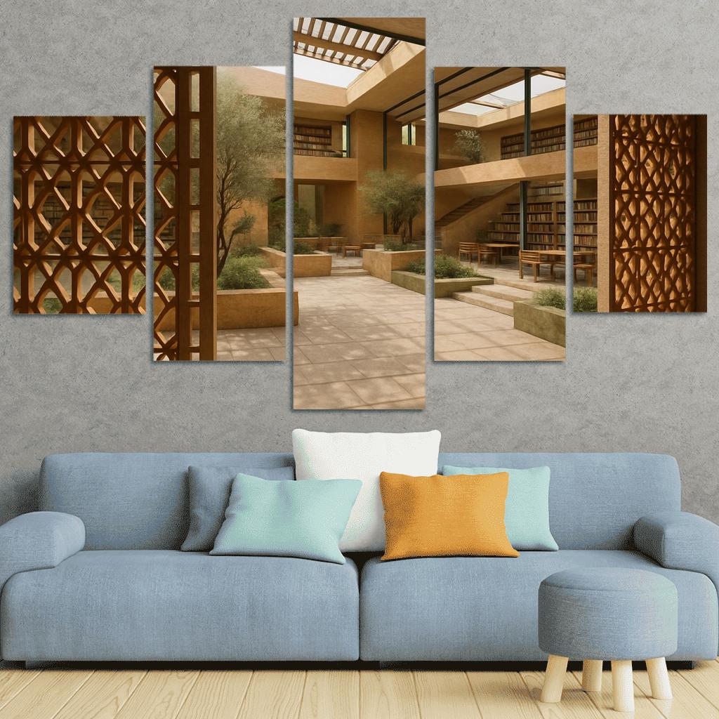 Ceramic Lattice Courtyard Library custom paintings frame