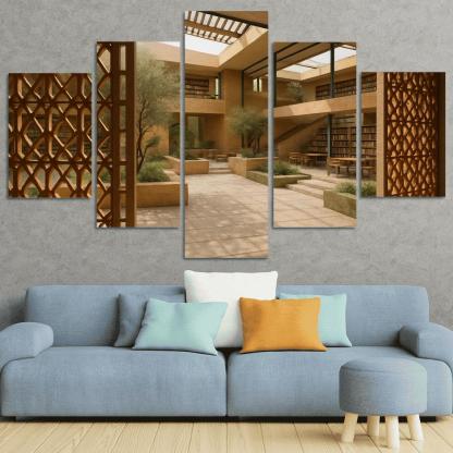 Ceramic Lattice Courtyard Library custom paintings frame