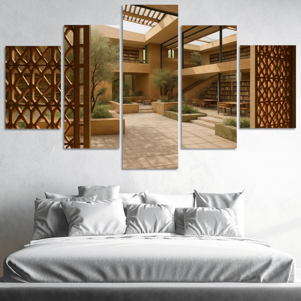 Ceramic Lattice Courtyard Library custom paintings frame