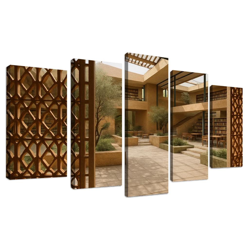 Ceramic Lattice Courtyard Library custom paintings frame