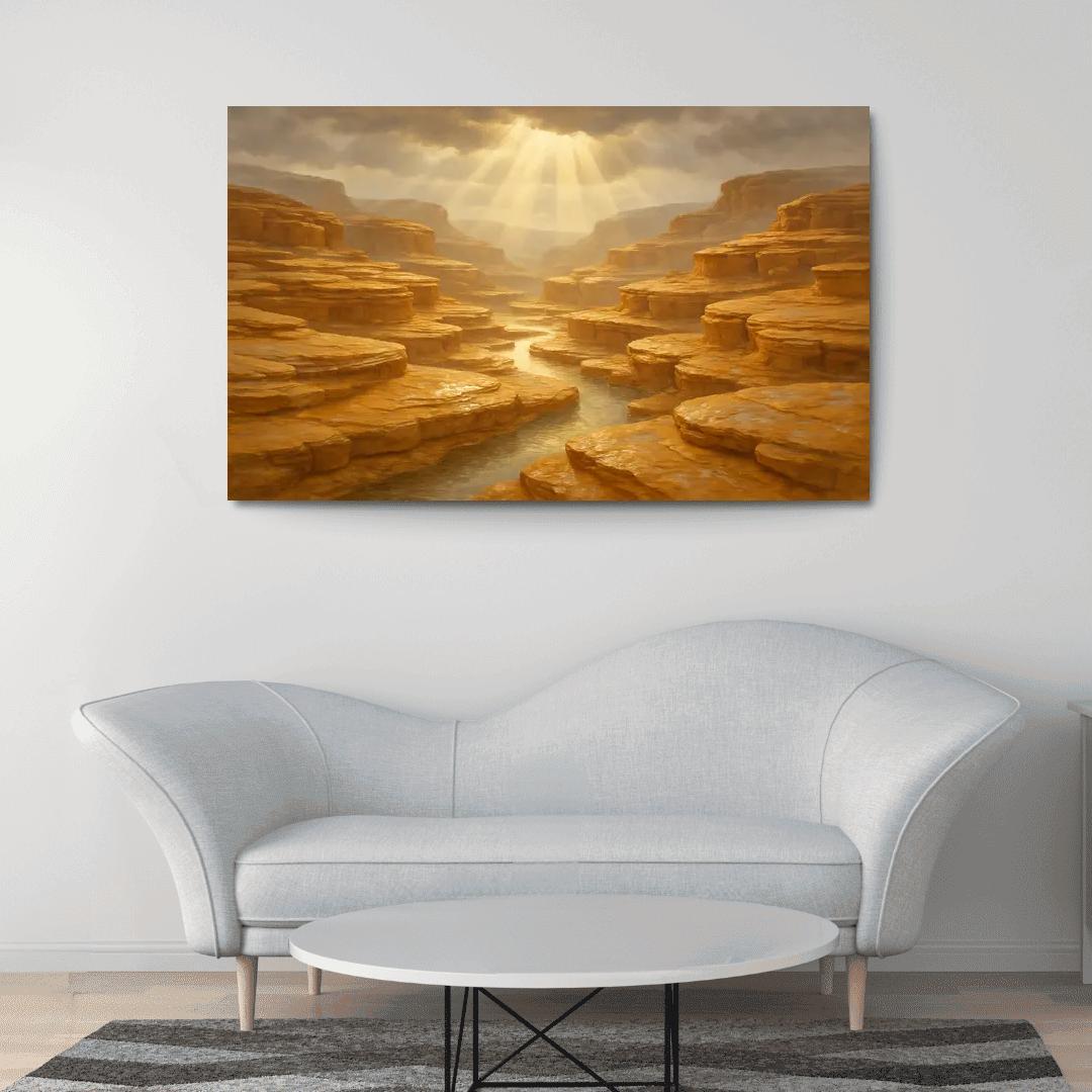 Sunlit Terraced Sandstone Canyons After Summer Storm art trends