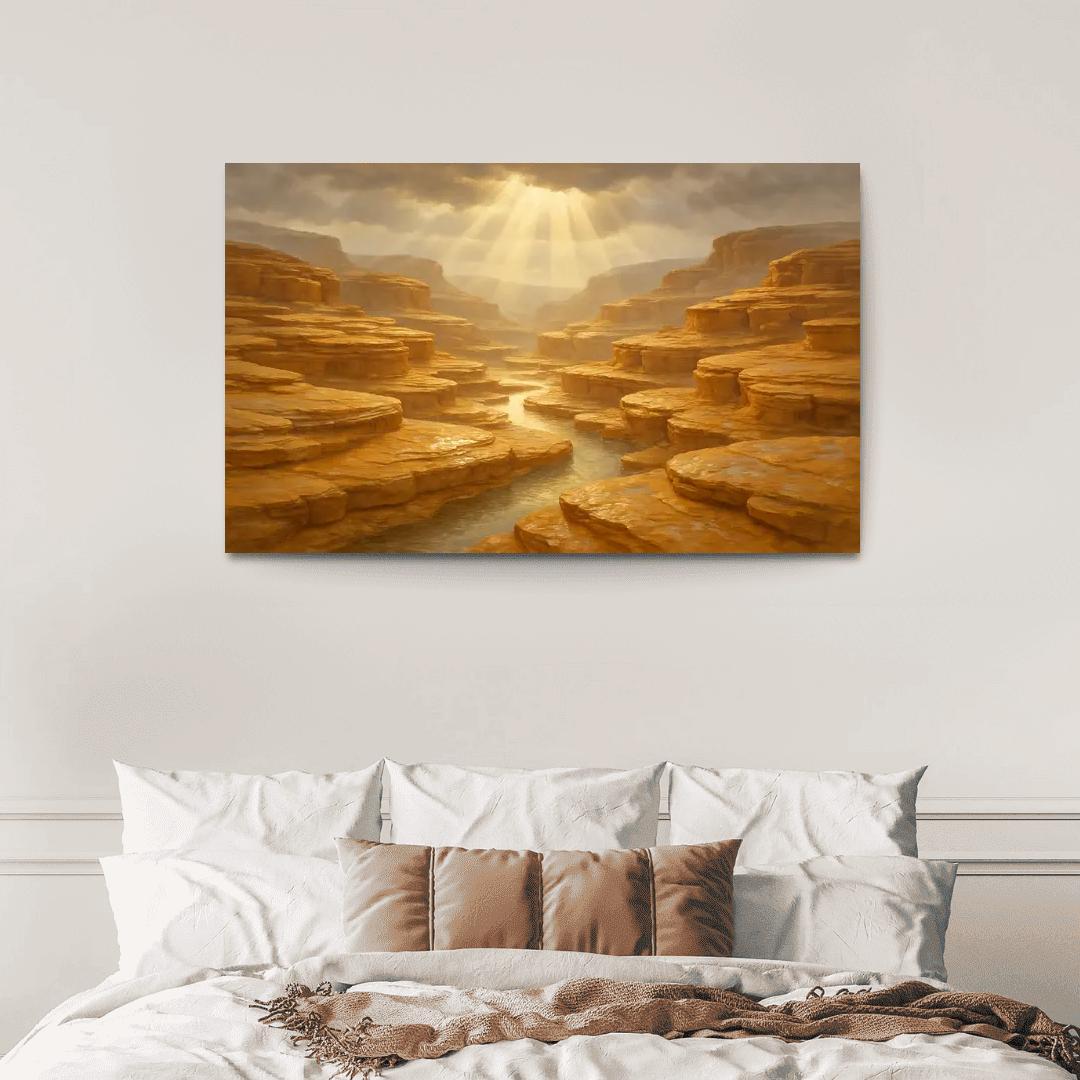 Sunlit Terraced Sandstone Canyons After Summer Storm art trends