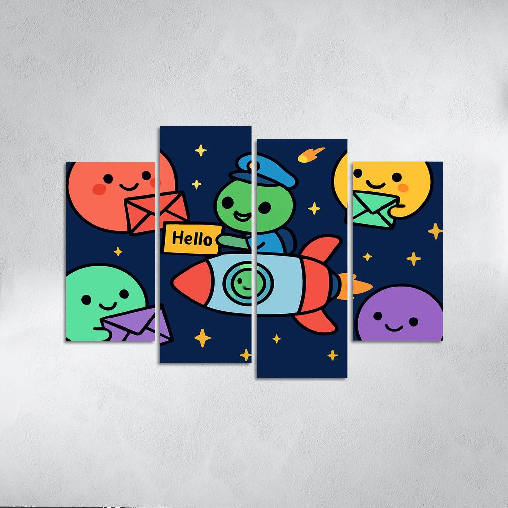 Planet Post Office Delivering Messages Across The Solar System premium artwork frames