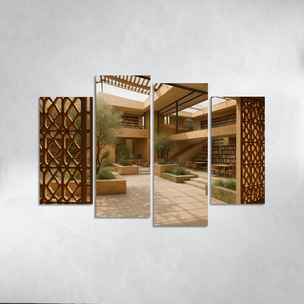 Ceramic Lattice Courtyard Library custom paintings frame