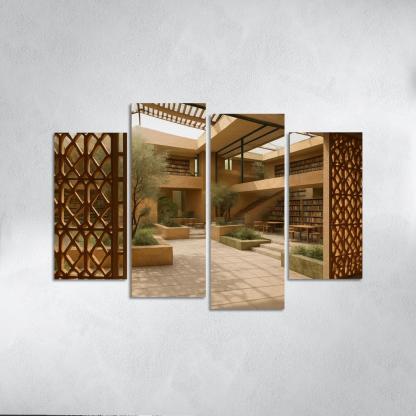 Ceramic Lattice Courtyard Library custom paintings frame