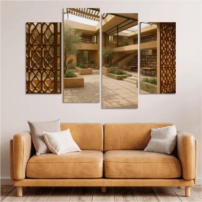 Ceramic Lattice Courtyard Library custom paintings frame