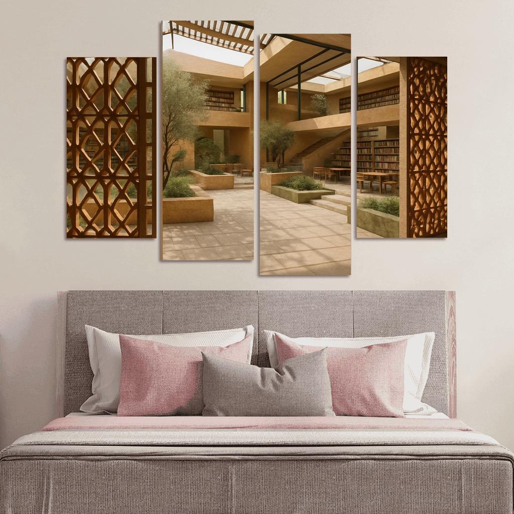 Ceramic Lattice Courtyard Library custom paintings frame