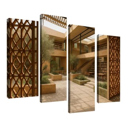 Ceramic Lattice Courtyard Library custom paintings frame