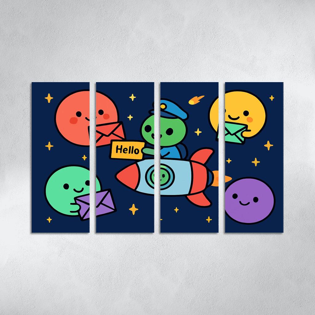 Planet Post Office Delivering Messages Across The Solar System premium artwork frames