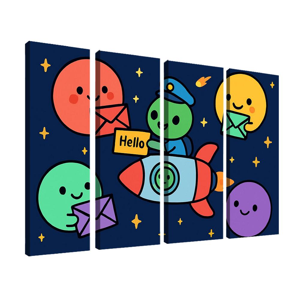 Planet Post Office Delivering Messages Across The Solar System premium artwork frames