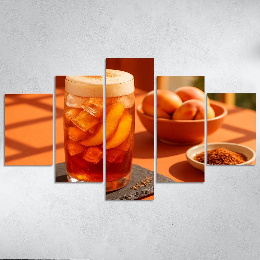 Smoked Peach And Rooibos Iced Tea With Ginger Foam decor