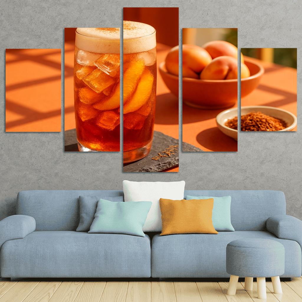 Smoked Peach And Rooibos Iced Tea With Ginger Foam decor