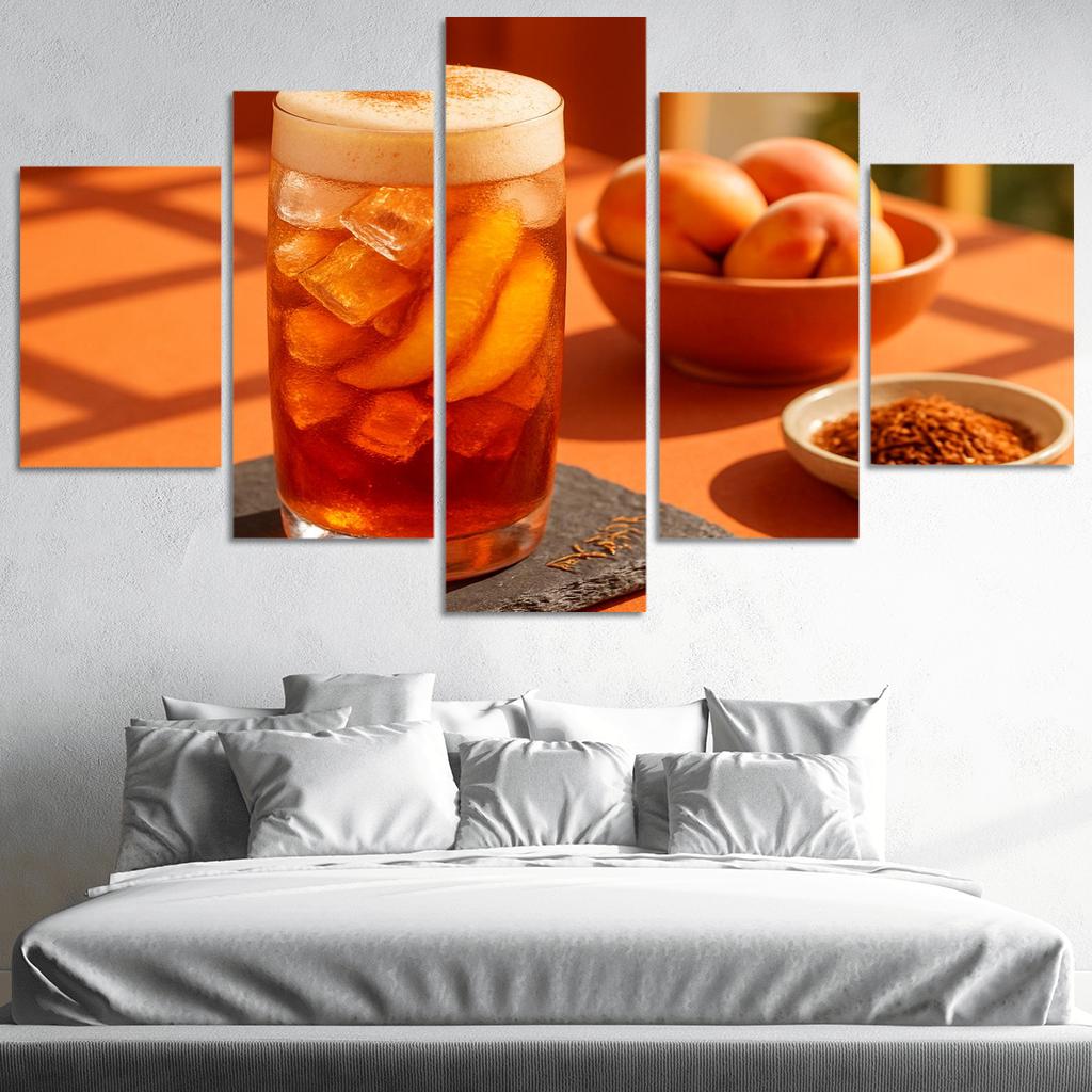 Smoked Peach And Rooibos Iced Tea With Ginger Foam decor