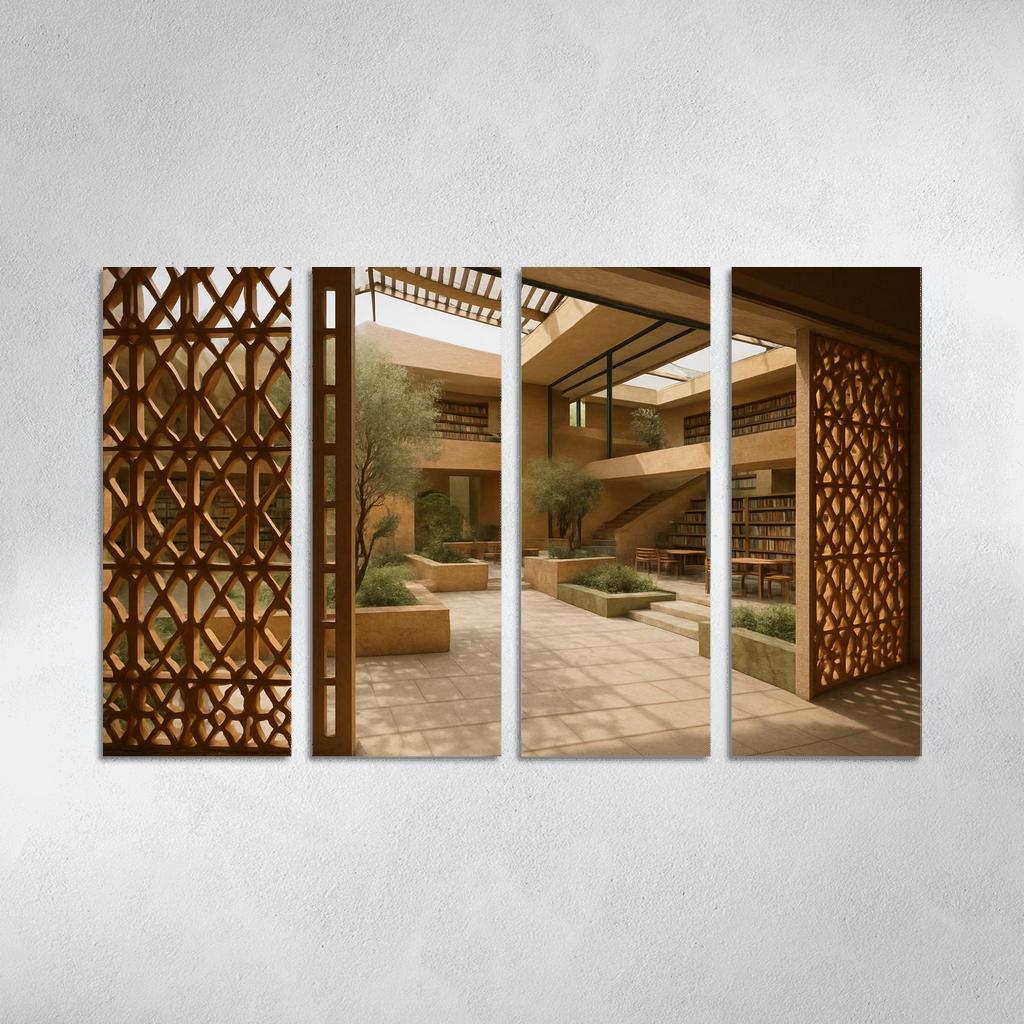 Ceramic Lattice Courtyard Library custom paintings frame
