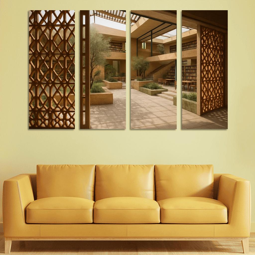 Ceramic Lattice Courtyard Library custom paintings frame