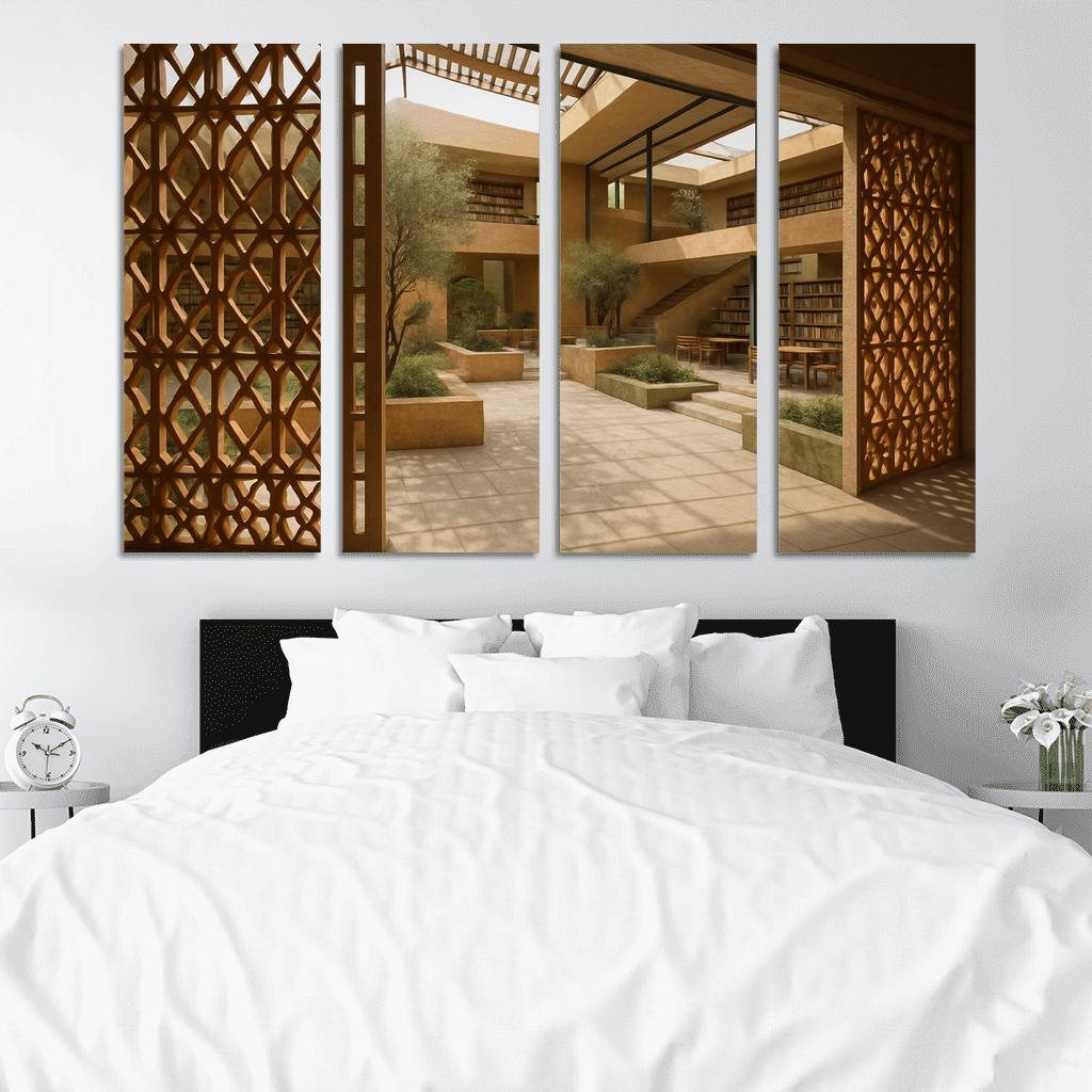 Ceramic Lattice Courtyard Library custom paintings frame