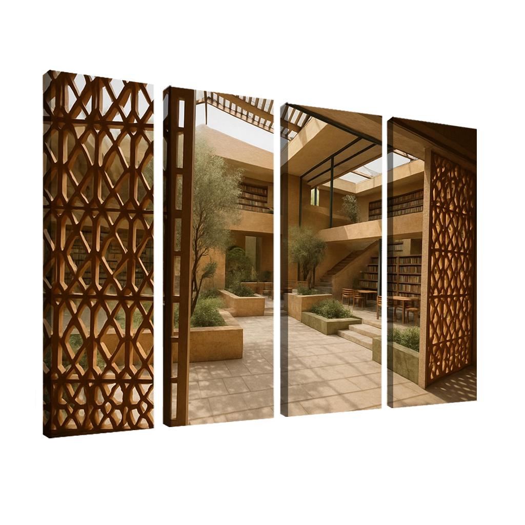 Ceramic Lattice Courtyard Library custom paintings frame