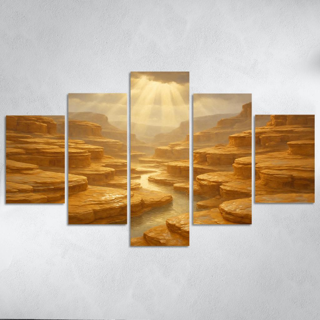 Sunlit Terraced Sandstone Canyons After Summer Storm art trends