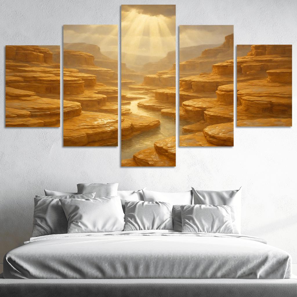 Sunlit Terraced Sandstone Canyons After Summer Storm art trends
