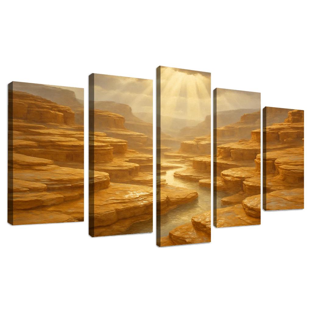 Sunlit Terraced Sandstone Canyons After Summer Storm art trends