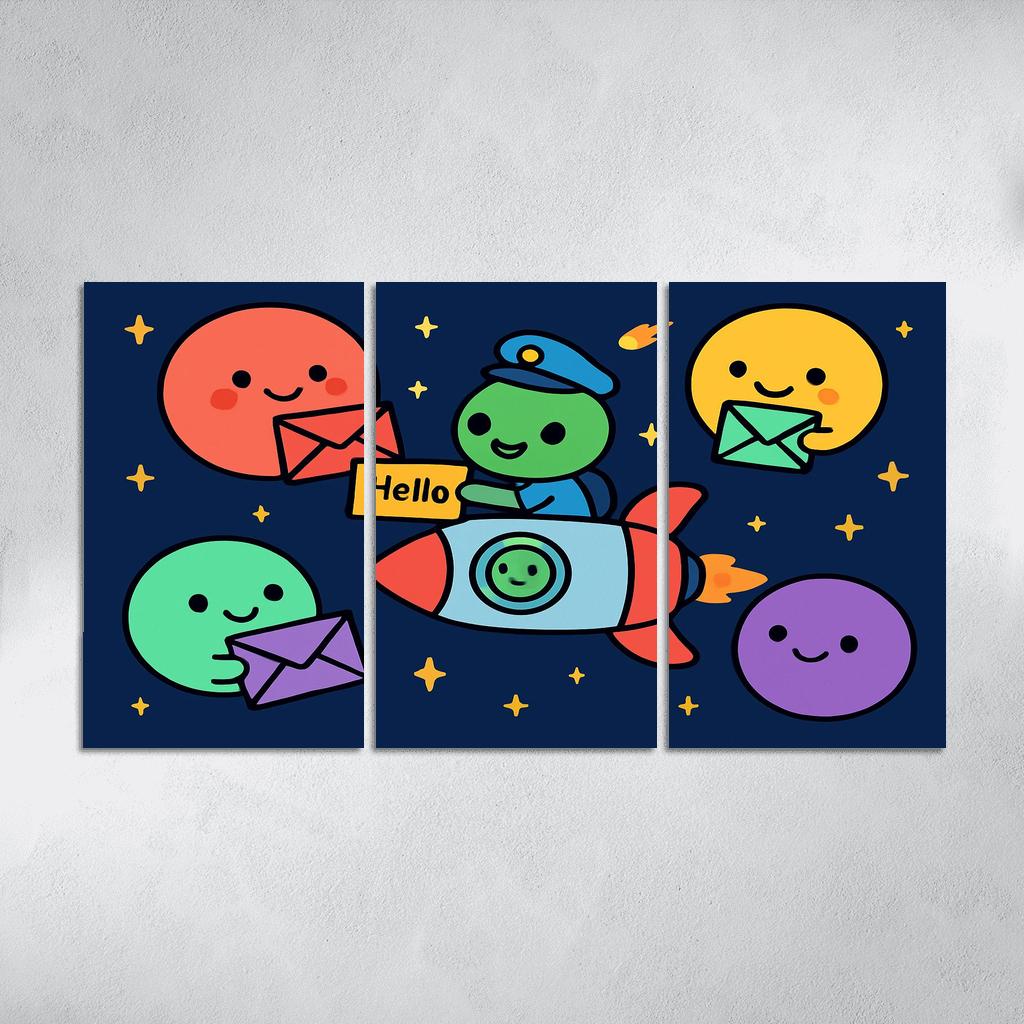 Planet Post Office Delivering Messages Across The Solar System premium artwork frames