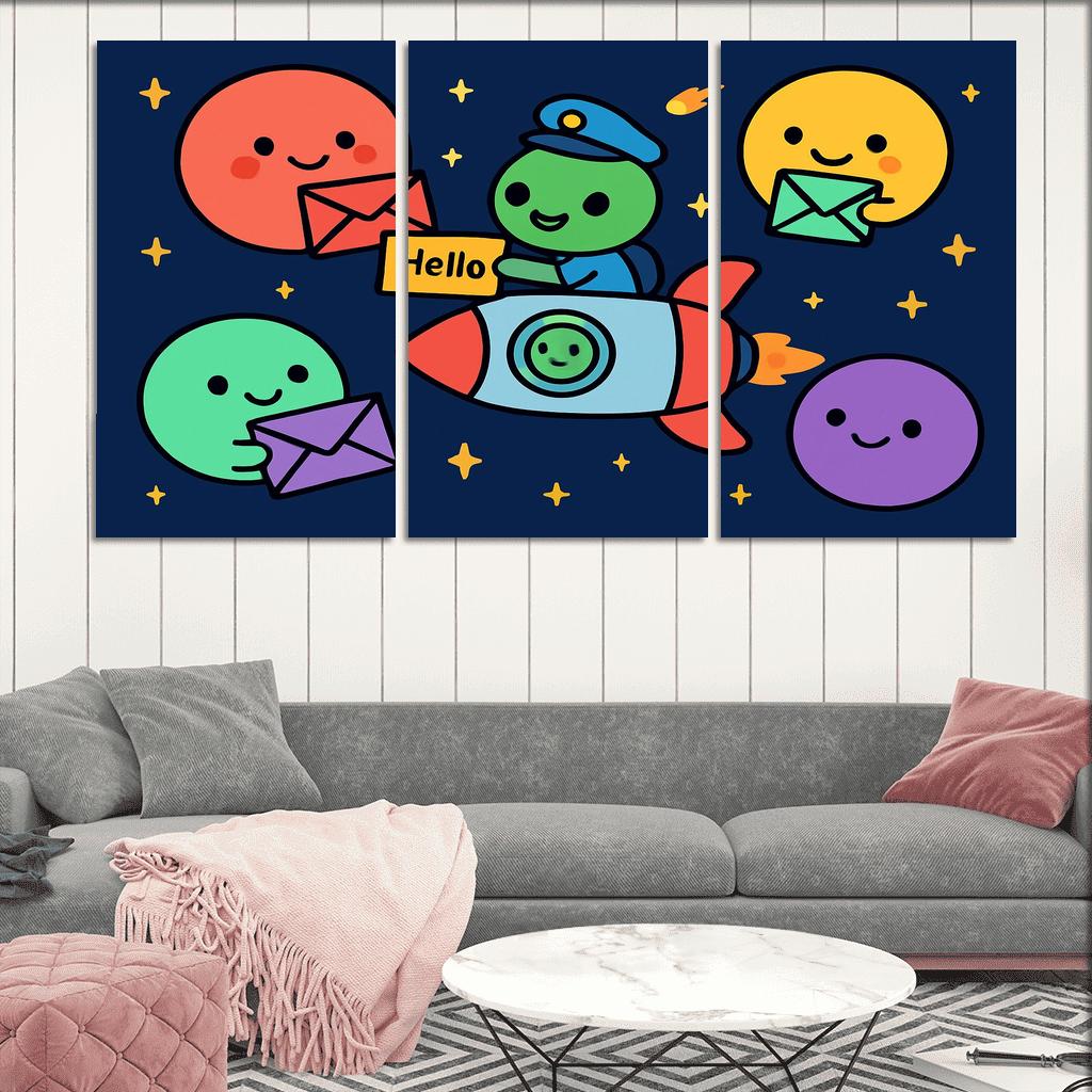 Planet Post Office Delivering Messages Across The Solar System premium artwork frames