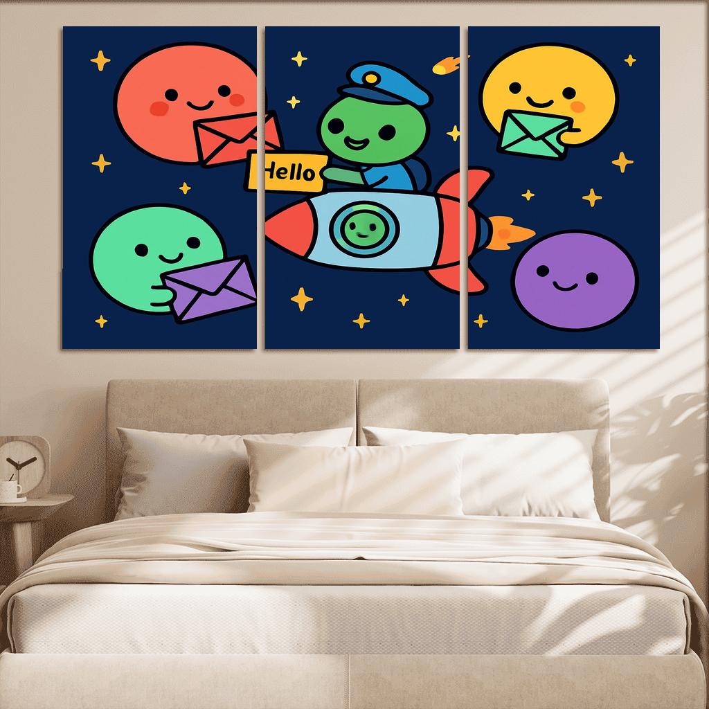 Planet Post Office Delivering Messages Across The Solar System premium artwork frames